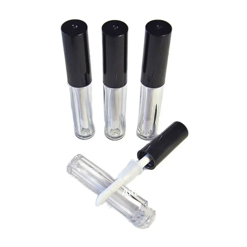 

1ML 50pcs/lot Mini Empty Cosmetic Liquid Lipstick Refillable Bottle DIY Plastic Clear Lip Gloss Tube n Black Cap Lip Beauty Tool