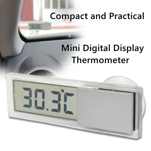 Mini LCD Digital Sucker Thermometer For Car Auto Temperature Meter Window Indoor Outdoor Thermometer Smart Temperature Tester