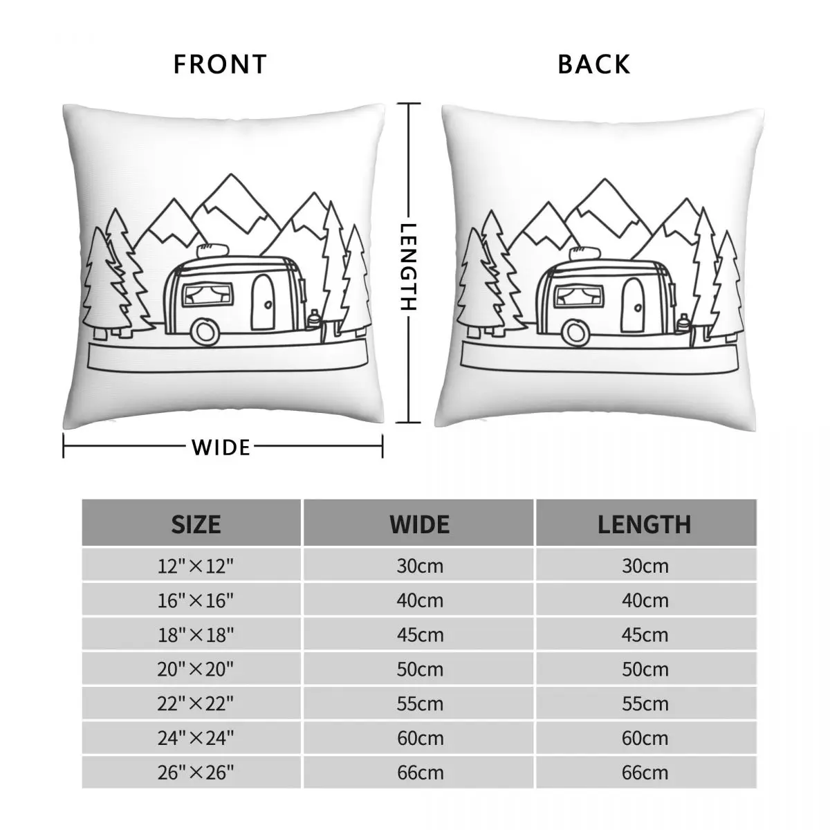 Airstream Campers Square Pillowcase Polyester Linen Velvet Printed Zip Decor Throw Pillow Case Home Cushion Cover