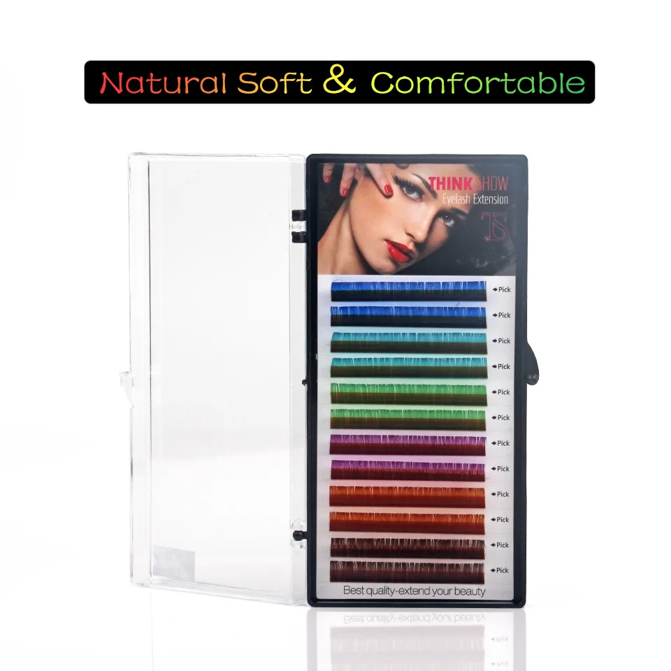 THINKSHOW Alle Grootte 0.07 Dikte Zijde Volume Kleur Wimper Individuele Wimper Natuurlijke en Zachte Wimperverlenging Makeup Tools