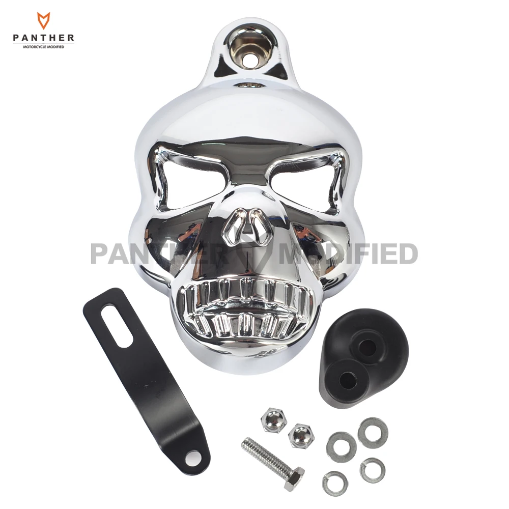 

Motorcycle accessories Skull Horn Cover Cowbell case for Harley Davidson Dyna Glide Fat Bob Street Bob 1992-2013