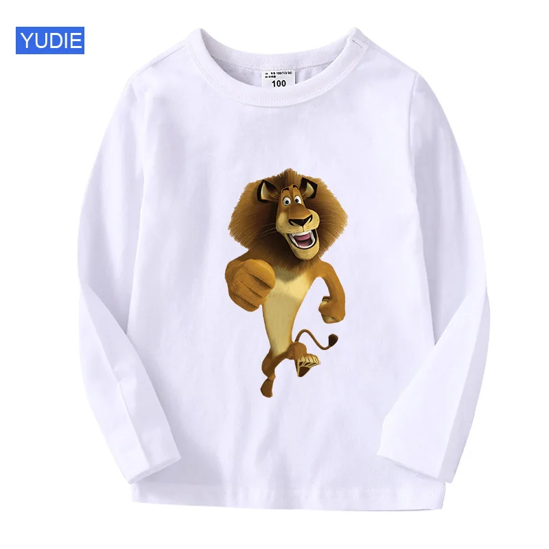 2021 Boys T Shirt Girls Kids Children Tops Cotton Clothing Long Sleeve Summer Clothes Print Cartoon Tee White Yellow Orange Blue