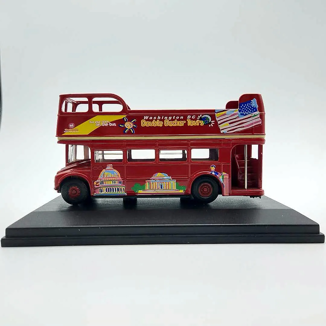 New Special Offer Die-casting Metal American Double Decker Open-air Sightseeing Bus 1/76 Model Furniture Display Collection