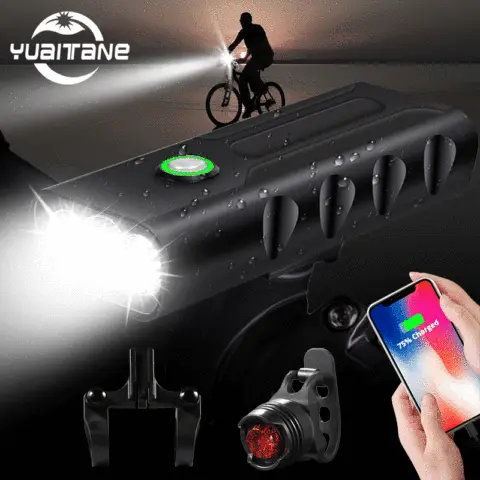 LED Bike Light 10000mAh T6 L2 Flashlight USB YUAITANE