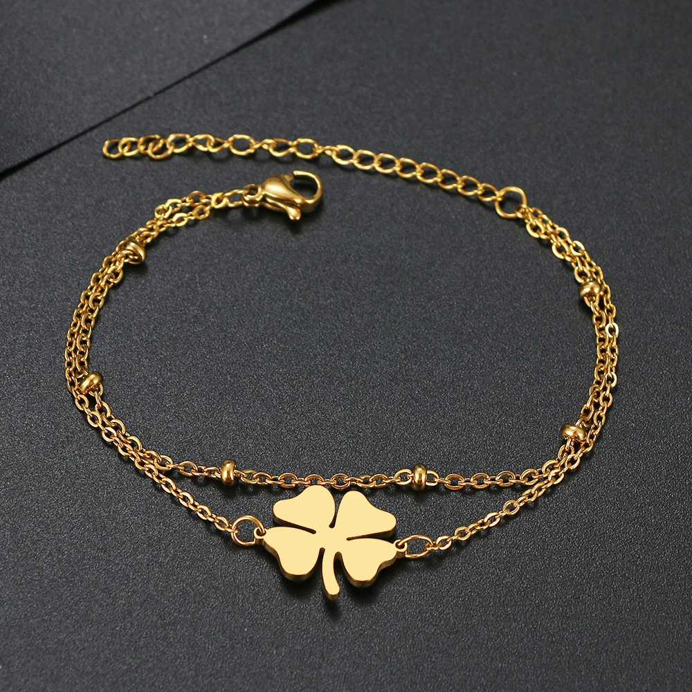 Stainless Steel Bracelets Four-leaf Clover Classic Fashion Style Bracelet For Women Fine Fashion Jewelry Wedding Party Gifts