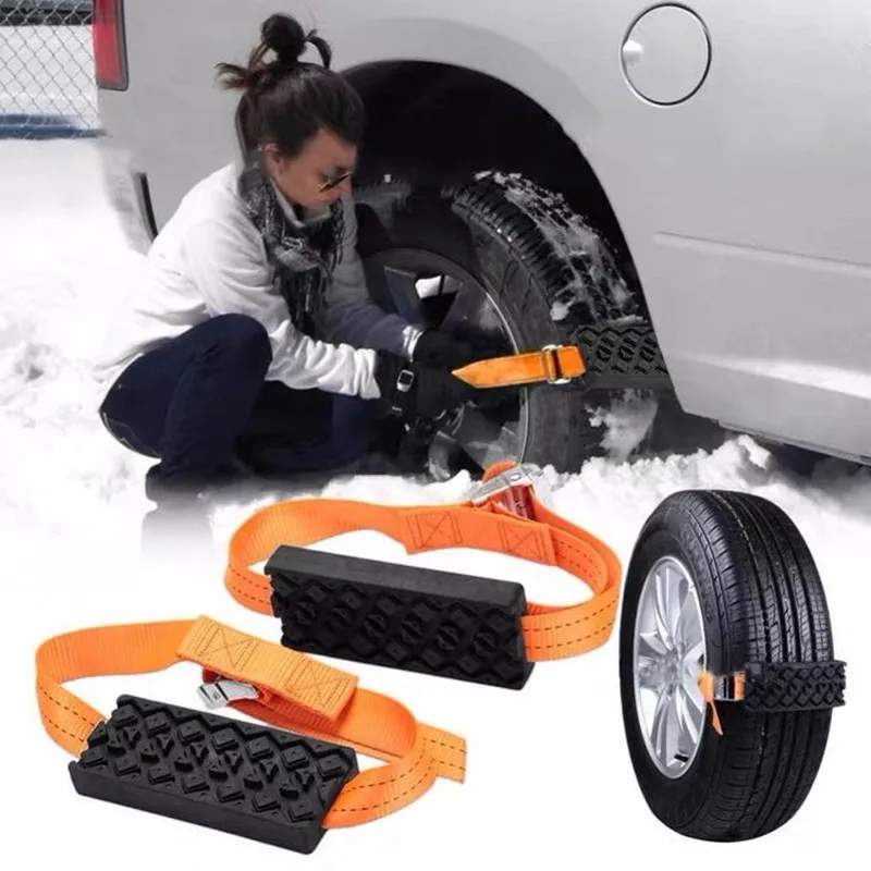 2Pcs Car Snow Chains Anti-Skid Tire Wheel Tyre Chain for ATV Auto Snow Ice Mud Sand Desert Road Safety Outdoor Emergency Chain