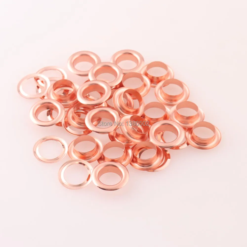 100pcs/lot 8mm inner diameter Rose gold color Grommets Eyelets with washer Metal Grommet  for bag belt shoes clothes Decoration