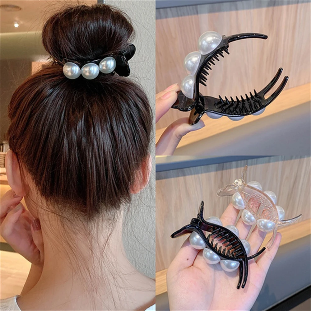 

New Pearl Hair Claw Clip For Women Meatball Head Fixed Hair Styling Tools Hairpin Accessories Grab Clip Jewelry Hair Ornaments