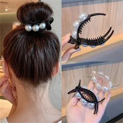 New Pearl Hair Claw Clip For Women Meatball Head Fixed Hair Styling Tools Hairpin Accessories Grab Clip Jewelry Hair Ornaments