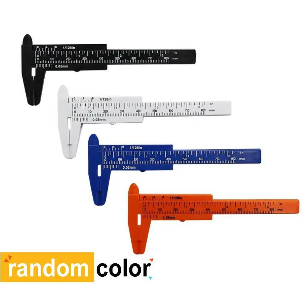 Double Scale Plastic Vernier Caliper Mini Sliding Vernier Gauge Measure Tool Ruler Micrometer Ruler Sliding 80mm Pocket Useful