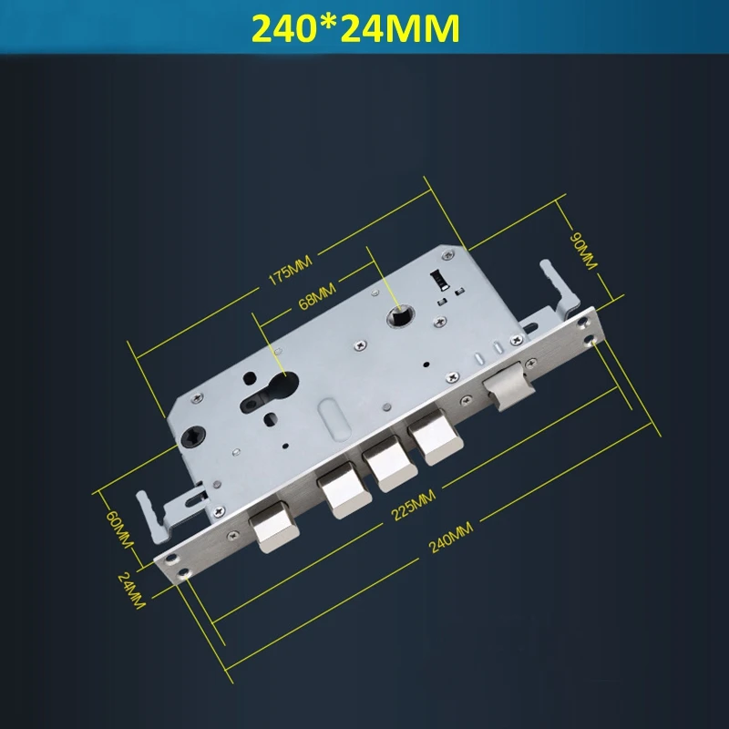 EGFirtor Metal Stainless Steel Electronic Lock Body Fingerprint Lock 240X24MM Square Bolt And Cylindrical Bolt