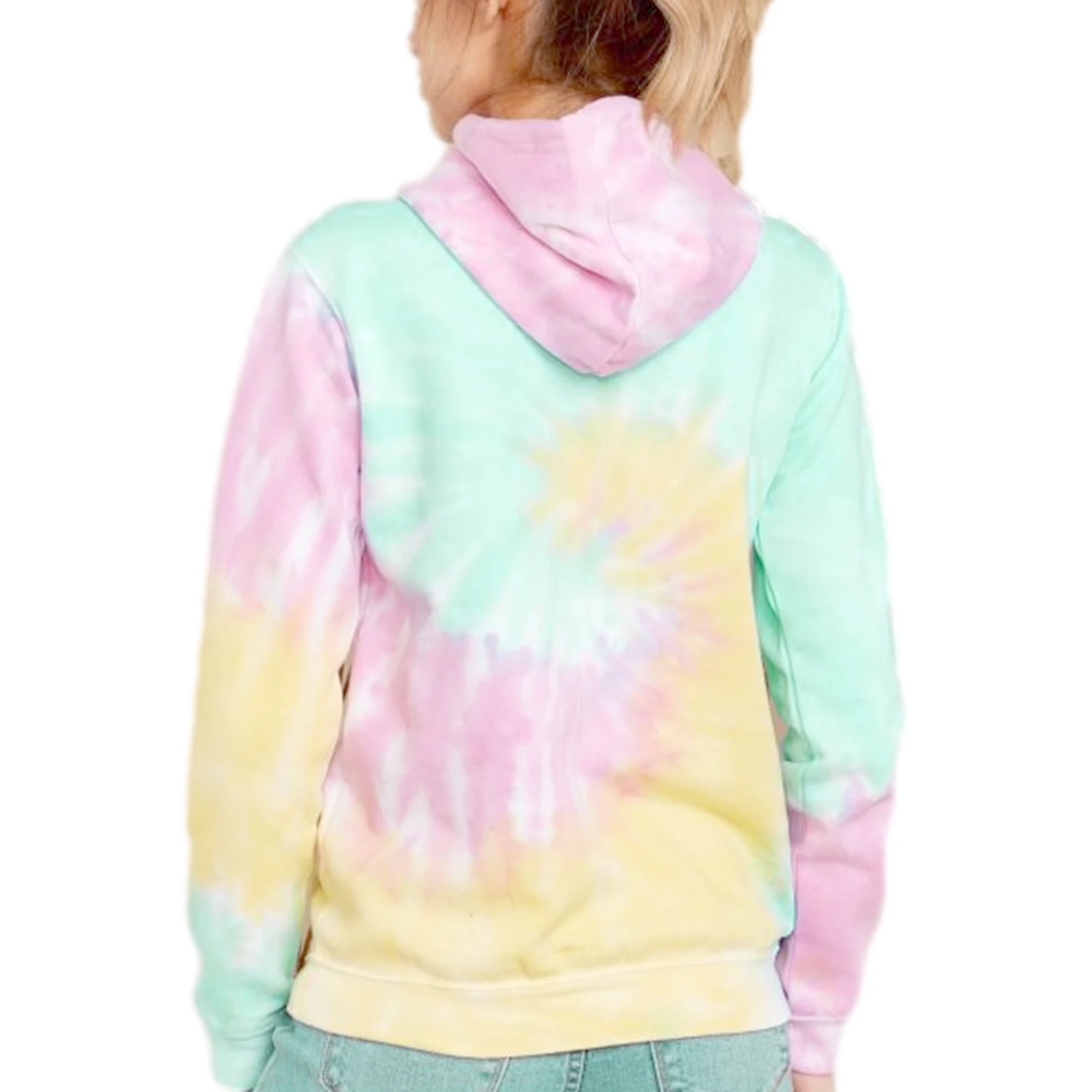 2021 Sweater suit Tie-Dye Hooded Long Sleeves Sweatshirt + Elastic Waist Shorts for Girls, 2Pcs Women Summer Tracksuit, S/M/L/XL