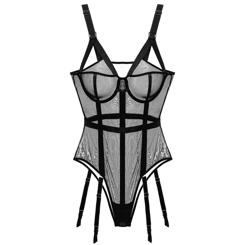 Sexy Crossdresse's Outfits Clear Nightclub Waist Slimming Transperant Shapewear Porn Underwear Body Corset Bustier Lace Shapers