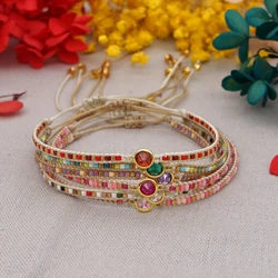 Go2BoHo damska bransoletka biżuteria prezent dla niej Rhinestone Miyuki Chic bransoletka dla kobiet proste ręcznie Pulsera Mujer Moda Femme