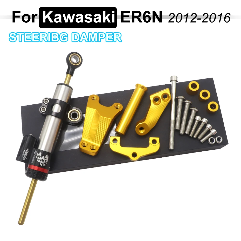 

For KAWASAKI ER-6N ER6N ER 6N 2012-2016 2013 2014 15Motorcycle CNC Aluminum Alloy Adjustable Steering Damper Stabilizer Mounting