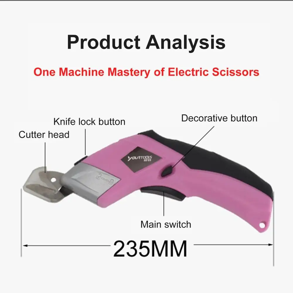 Electric Fabric Scissors Box Cutter USB Cordless Shears Cutting Tool for Crafts Sewing Cardboard Scrapbooking CS4001