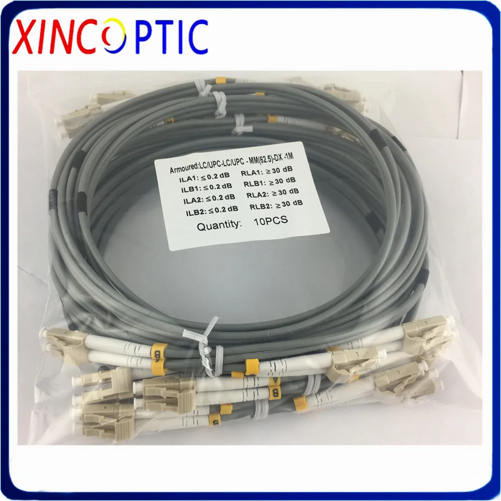 10Mtr 2core Duplex Multimode Armored Patch Cord 2 cores 10M MM 50/125 OM1 OM2 3.0mm 2 fiber Optical Fiber Jumper Cable