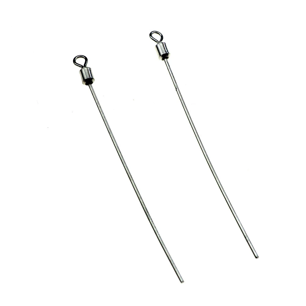 50pcs Fishing Swivel Hard Steel Wire Long Pole Fishing Swivel Stainless Steel Barrel Rolling Connector Fishing Accessories