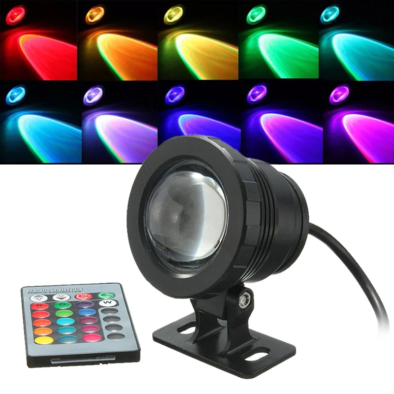 12V 10W/20W RGB LED Light Fountain Pool Pond Spotlight Underwater Waterproof Night Lamp Outdoor Garden Party Decoration+Remote