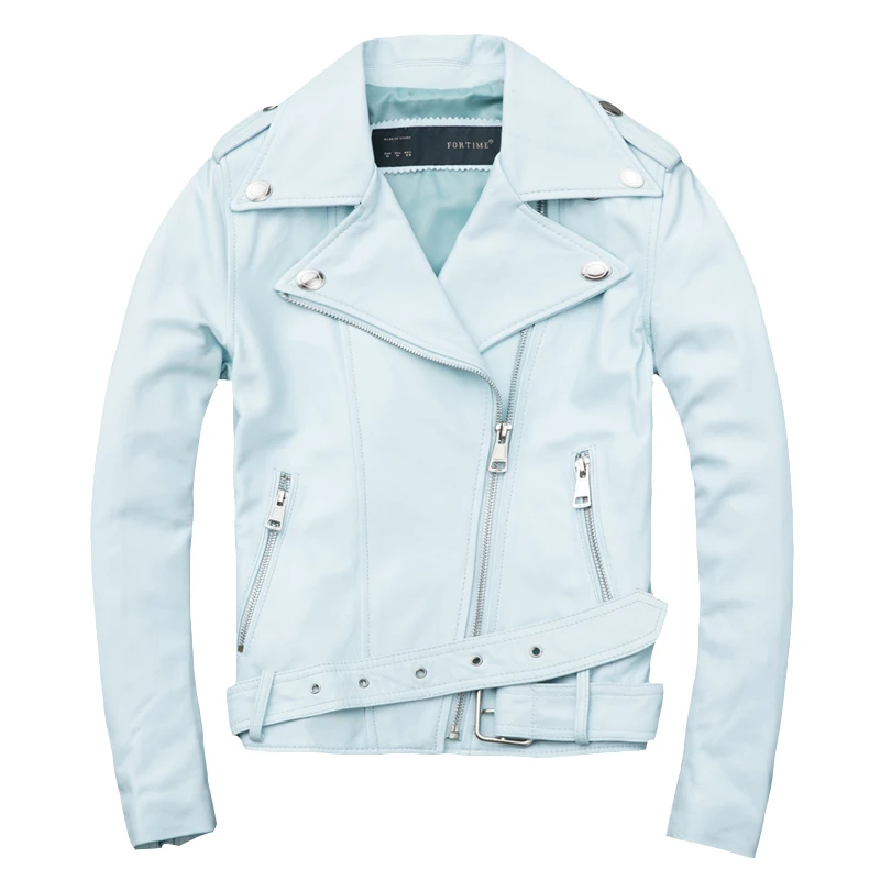 Veste de moto en peau de mouton véritable pour femme, vêtement mince en cuir, printemps-automne, YY968, 2020