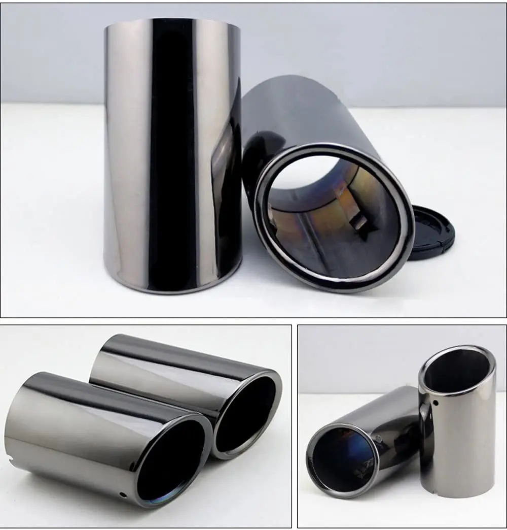 Black Coated Polished Finish Stainless Steel Car Exhaust Muffler Tip Pipe Compatible VW Volkswagen JETTA /SAGITAR/ POLO/ GOLF 7