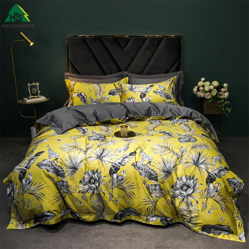 Elegant Flowers And Plants Bedding Sets Bedsheet Pillowcase Quilt Cover Duvet Cover 1000TC High-Density Pure Cotton Super Soft