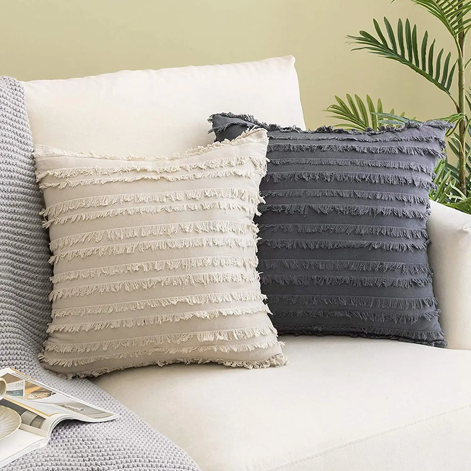 

Solid Color Cushion Cover With Tassels 30×50cm/45×45cm For Home Living Room Sofa Decoration Fundas De Cojines