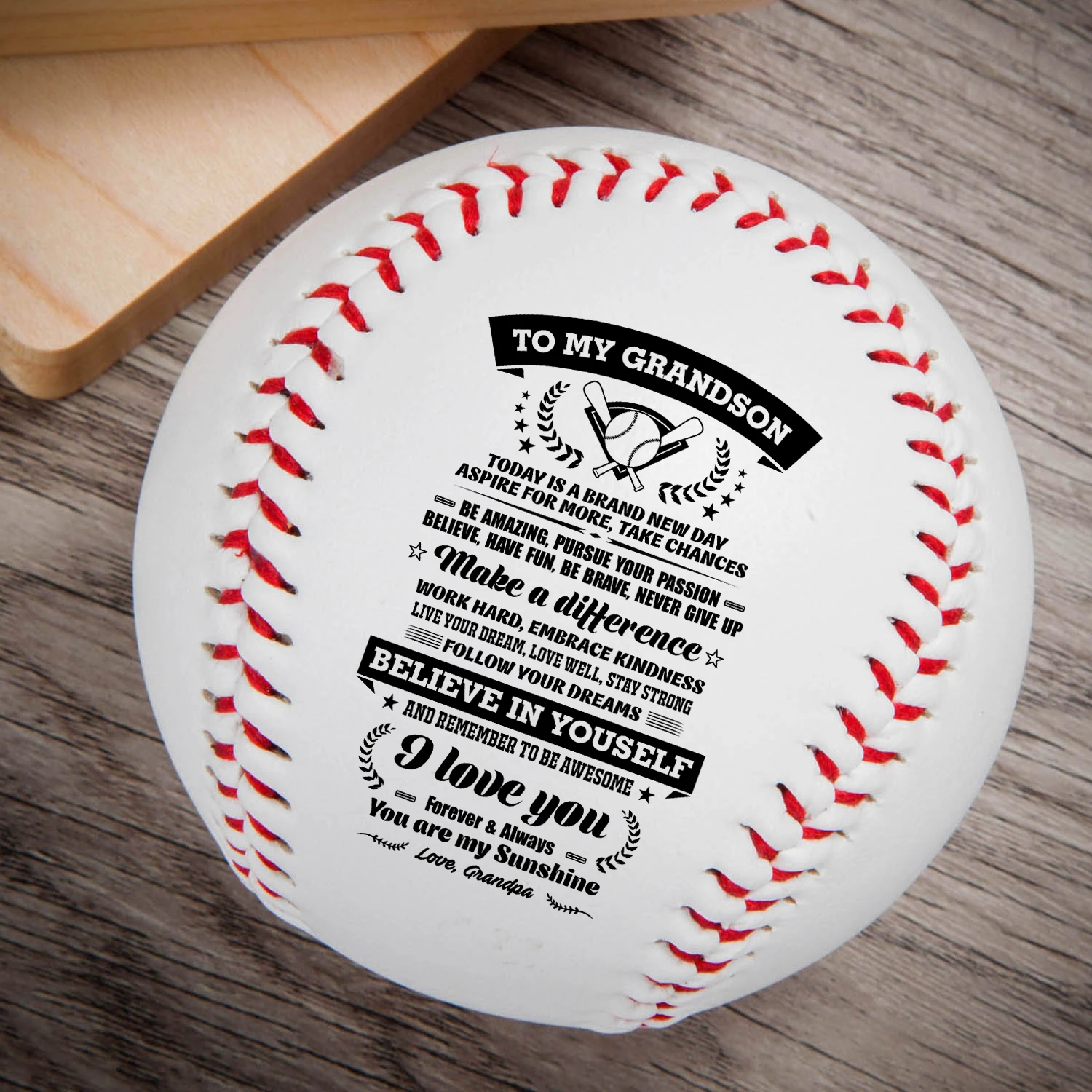 

Grandma To My Grandson Printed Content Baseball Ball birthday Reward Gift