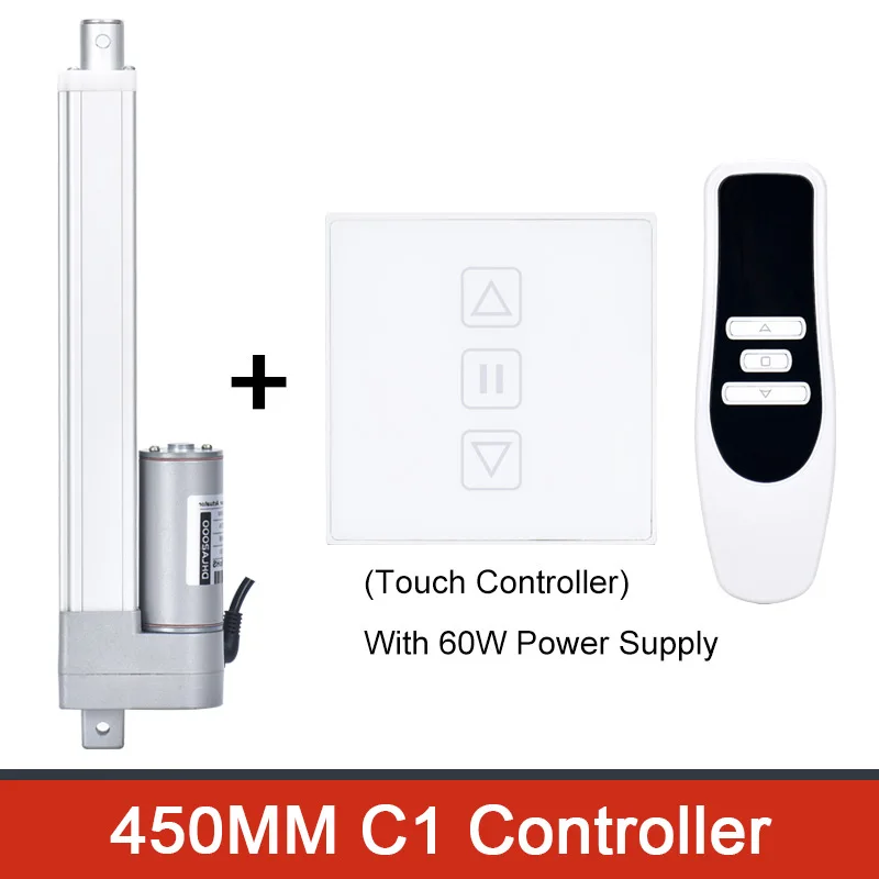 DHLA2000 450MM Stroke Remote Control Telescopic Linear Actuator Solenoid CNC TV Lift DC24V 12V Waterproof Tubular Motor