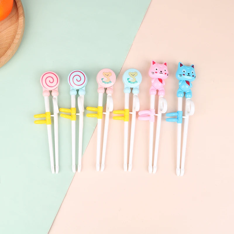 1Pair Chopsticks Plastic For Kids Cartoon Learning Chop Sticks Training Chopstic