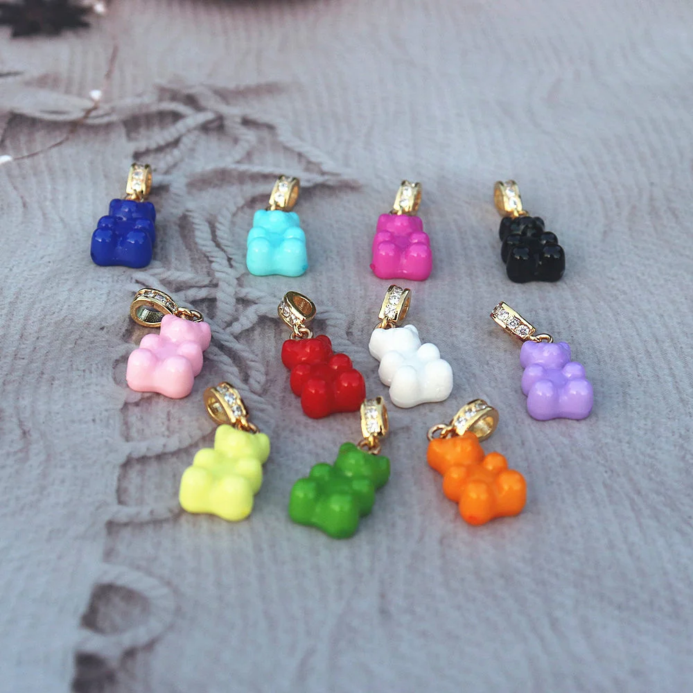 Cute Resin Gummy Bear Necklaces Candy Color Pendant For Women Girl\'s Charm Halloween Jewelry Gift For Girlfriend