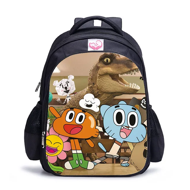 Mochila ortopédica de 16 pulgadas para niños y niñas, morral escolar con diseño de The Amazing World of Gumbal