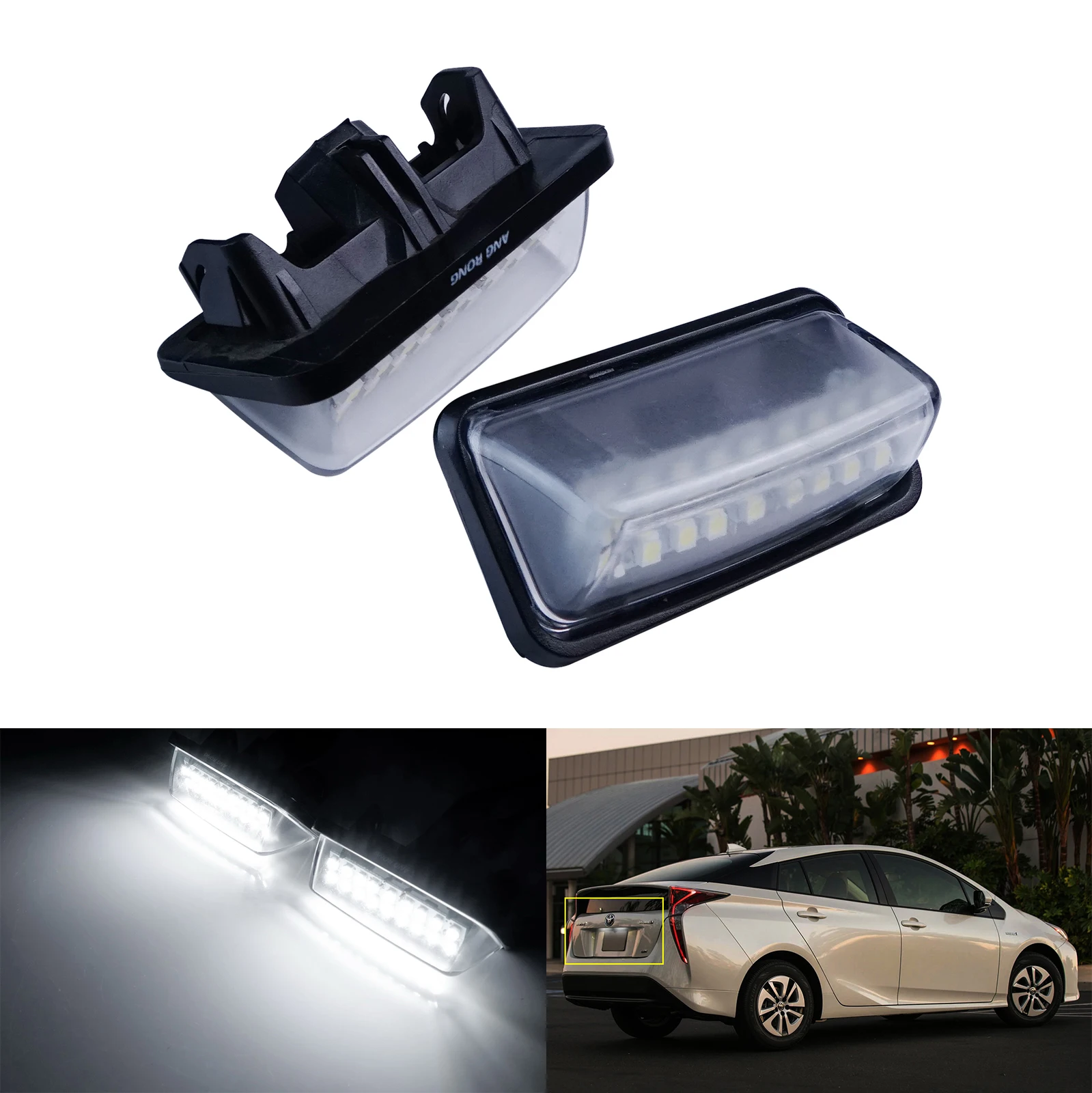 2x Canbus 18 SMD LED License Plate Light Lamps White For Toyota Prius Prime 2016+