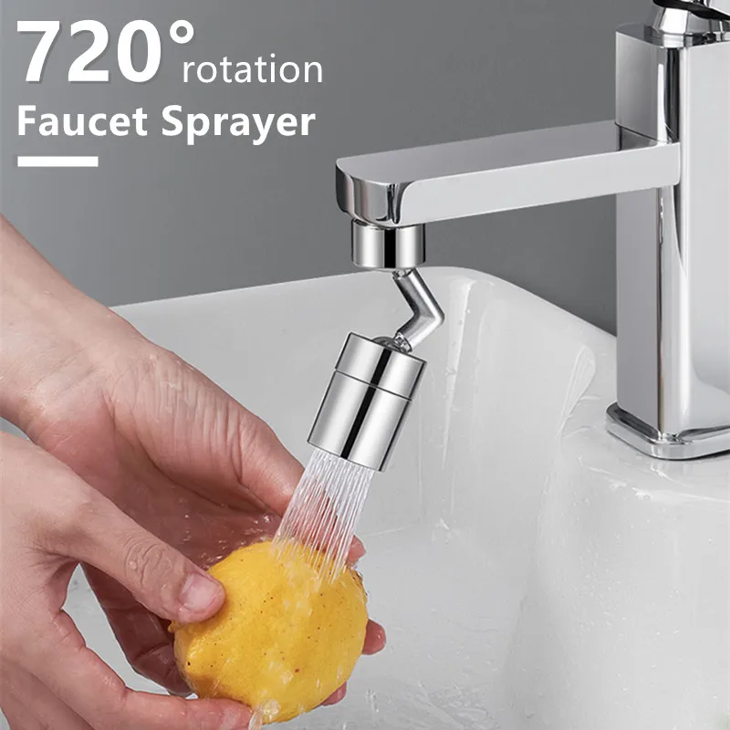 

Универсальная кухонная латунь 720 ° Вращающийся фильтр от брызг, распылительная головка, гибкий адаптер для удлинителя крана для ванной комнаты, пенопластовая насадка AC050