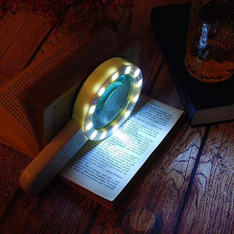 Imagem -06 - Lupa de Mão com 12 Luzes Led 30x Lupa Lente Óptica Grande Lupa para Idosos Reading Repair Hobby Vering 80 mm