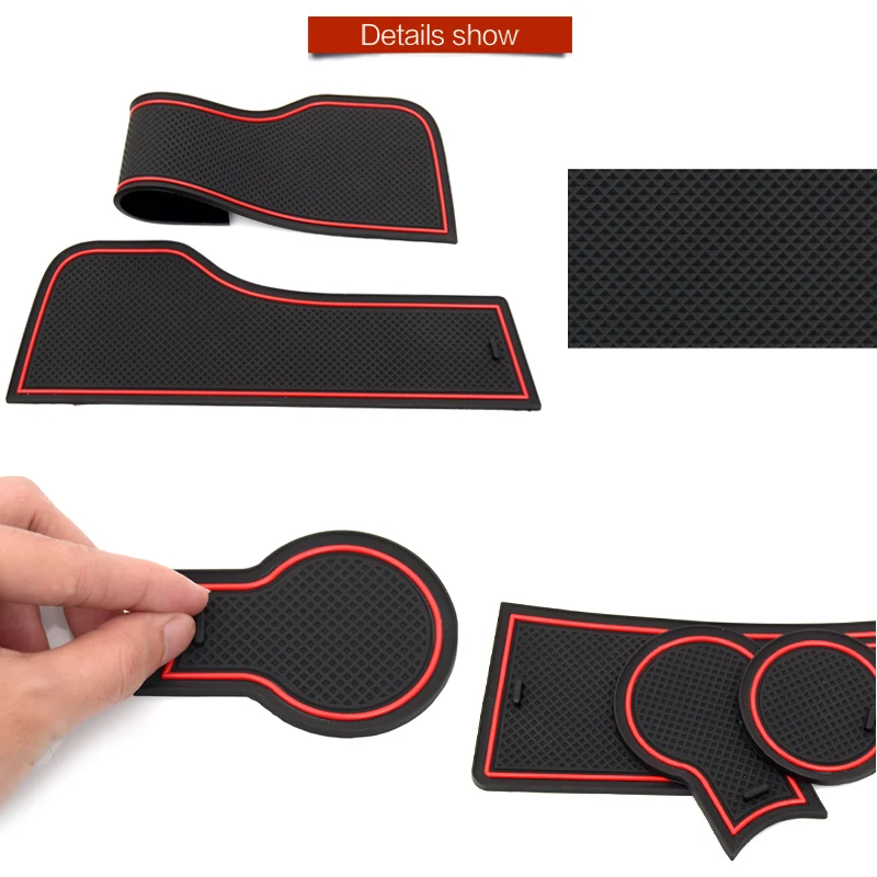 For Honda Jazz Fit GK GP GH 2014~2019 2016 Rubber Anti-slip Mat Door Groove Cup pad Gate slot Coaster Interior Car Accessories