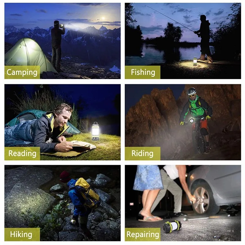 Imagem -06 - Portátil Recarregável Portátil Led Luz de Acampamento Usb Busca Luz Luz da Barraca Pesca ao ar Livre Impermeável 18650 Trabalhando