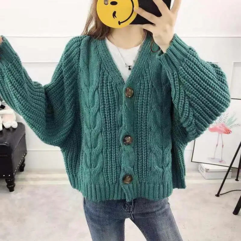 Women Casual Cardigans Fall Winter Sweater Cardigan Button Up Knitted Jackets Oversized Sweater Poncho Tops Knitted Cardigan