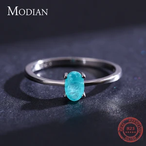 Modian 925 Silber Sterlin Mode ovale Fingerringe für Frauen eleganter Paraiba Turmalin 8 Hauptverkäufe Frauen -LV -Gürtel - №5