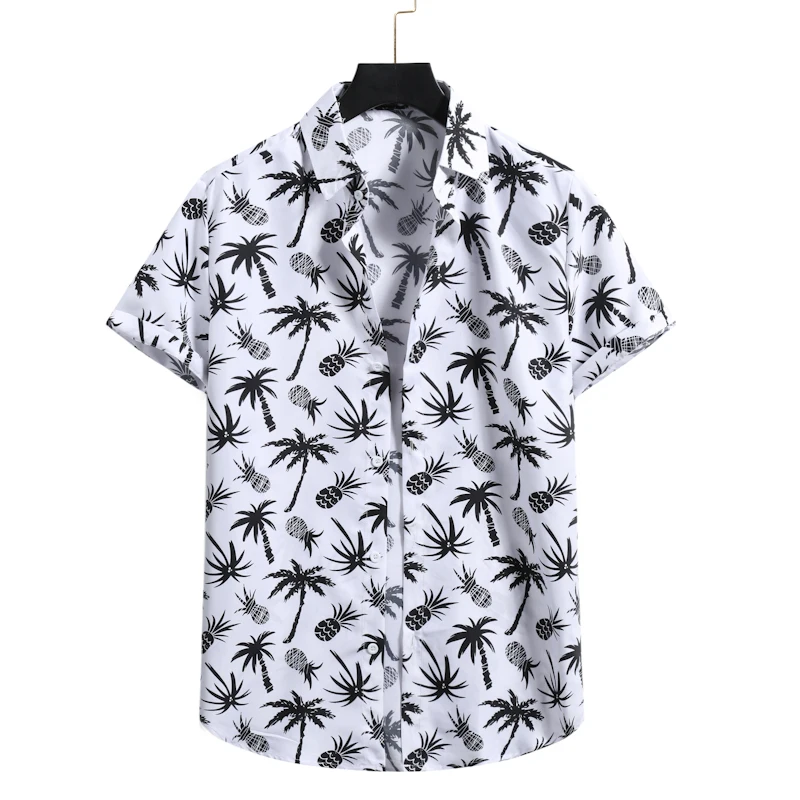 Pineapple Print Hawaiian Shirt Men 2022 Summer Short Sleeve Beach Shirts Tropical Aloha Shirt Men Clothing Camisas Para Hombre