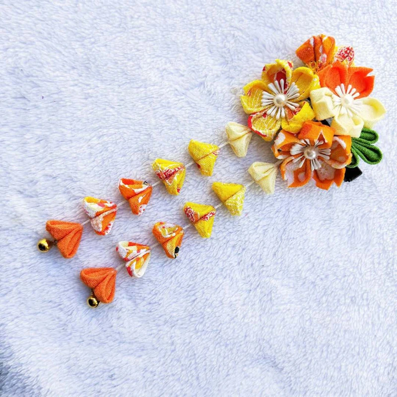 1pcs Japanese Style Handmade DIY Sakura Tassel Hairpin for Hanfu Kimono Daily Decor Accessories Women Girl Hair Clip Gift