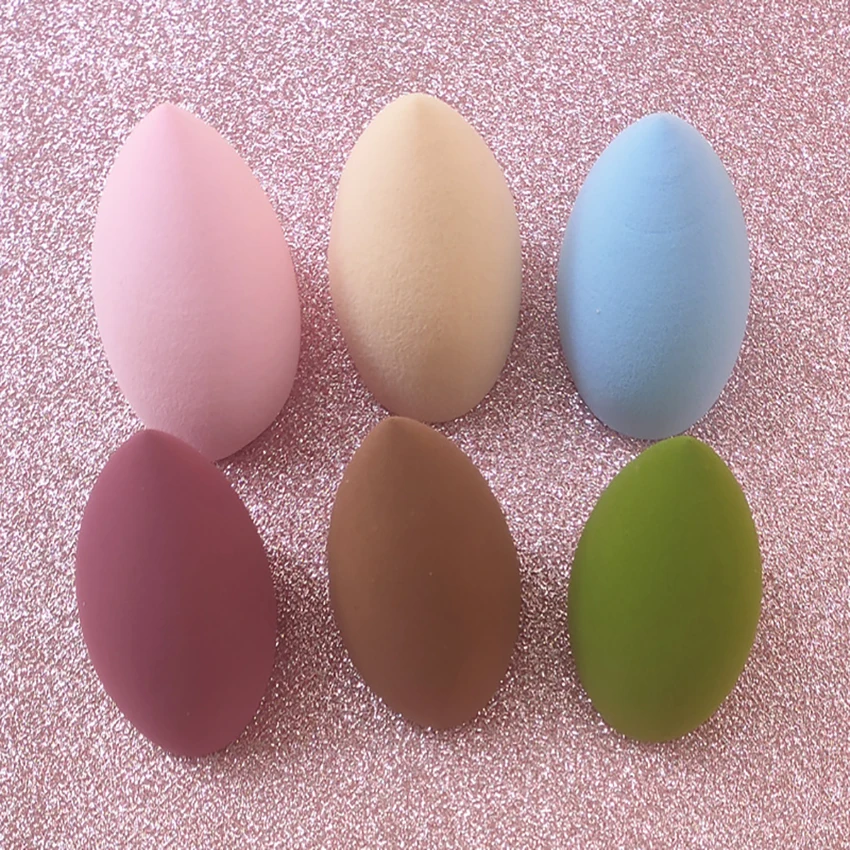 1Pcs Water Drop Shape เครื่องสำอางค์พัฟแต่งหน้าฟองน้ำตัดเฉียงพื้นผิว Foundation แป้งฝุ่นฟองน้ำเครื่องมือ6สี