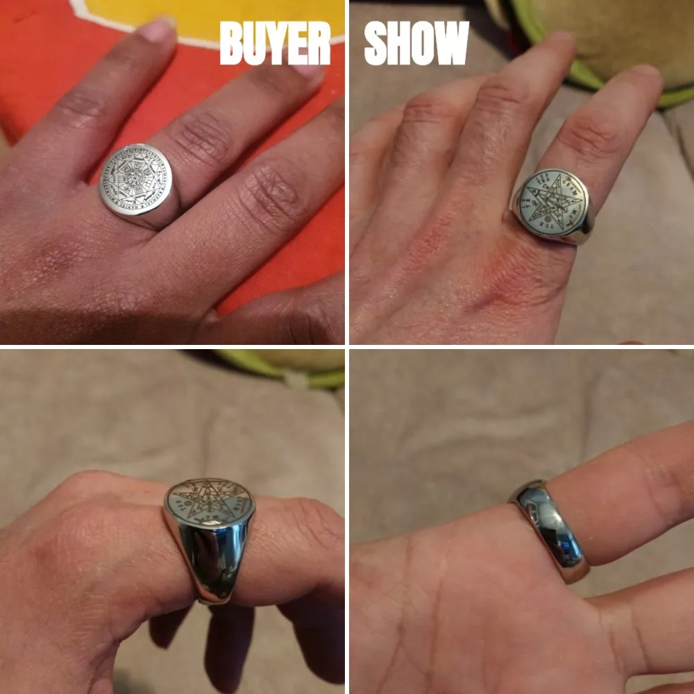 Jupiter Pentacles Seal Gothic Viking Rings for Men Women Vintage Key of Solomon Punk Wicca Stainless Steel Signet Anillo Jewelry view 6