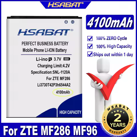 HSABAT Li3730T42P3h6544A2 4100mAh Battery for ZTE MF286 MF96 MF96U Z289L T-mobile Sonic 2.0 Batteries