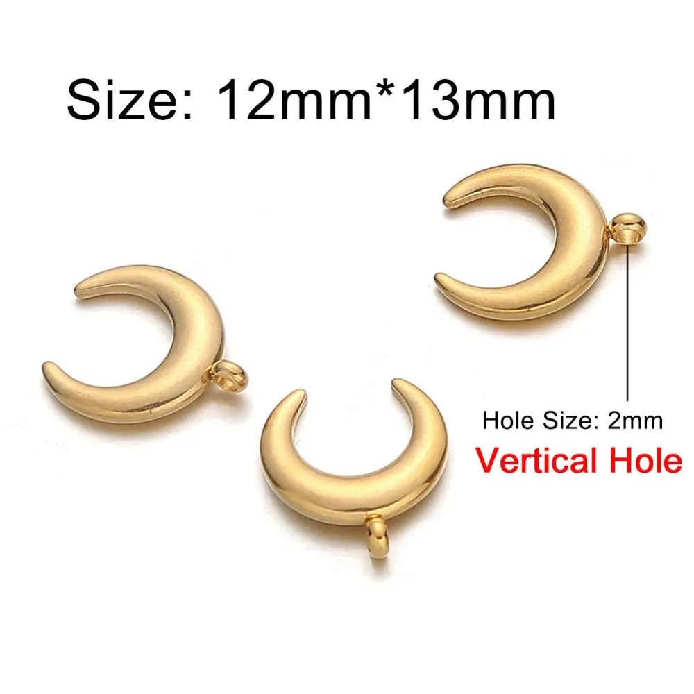 5PCS/lot Stainless Steel Crescent Moon Charms For Jewelry DIY Making Moon Charm Pendants Accessories