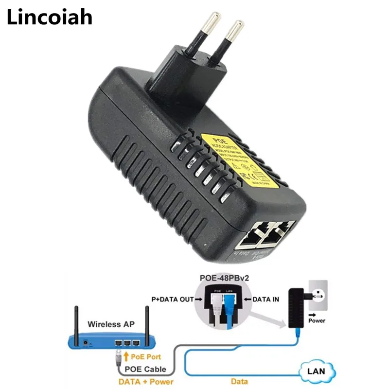 Fuente de alimentación PoE de vigilancia de seguridad CCTV, 15V, 1A, 15W, enchufe de pared POE, inyector POE, adaptador Ethernet, cámara IP, teléfono, enchufe de ee. Uu. Y ue