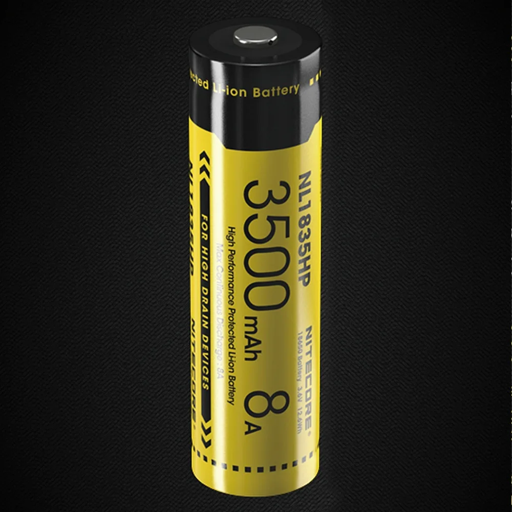 Nitecore NL1835HP 18650 Battery 3500mAh 3.6V 12.6Wh 8A High Performance Protected Li-ion Button for LED Flashlight