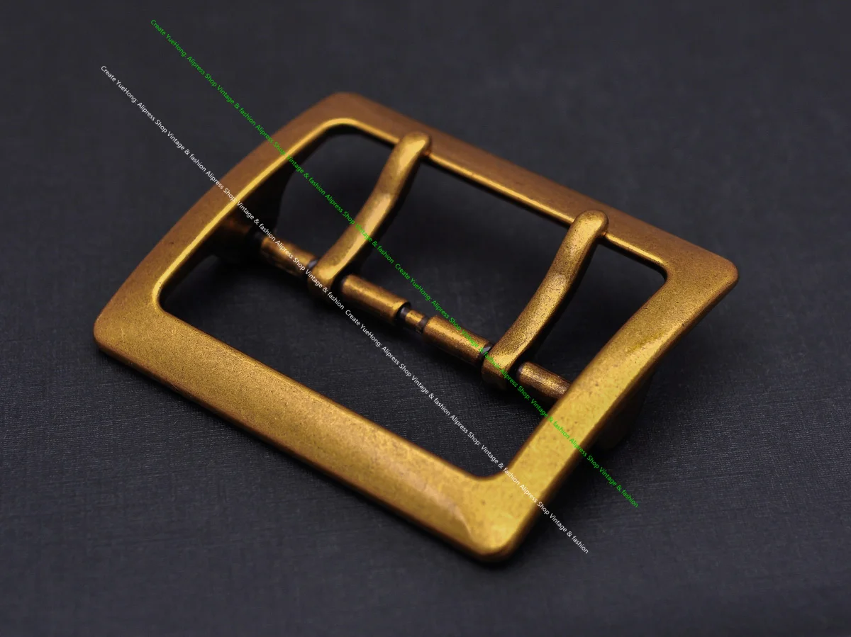 Men Western Vintage Gold Wide Double Pin Center Bar Leathercraft Leather Belt Buckle Replacement Fit 55mm