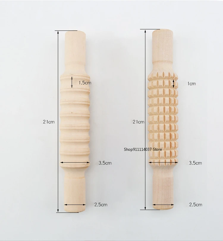 Pottery Clay Wood Texture Rolling Pin Pressed Printing Striped Lattice Embossed Tools Mud Roller DIY Pottery Tools