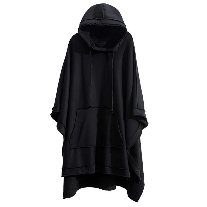 Men's Coats Fall/Winter Medium Length Loose Hoodie Hoodie Male Bat Cape Thickened Youth Leisure Plus European And American Sizes